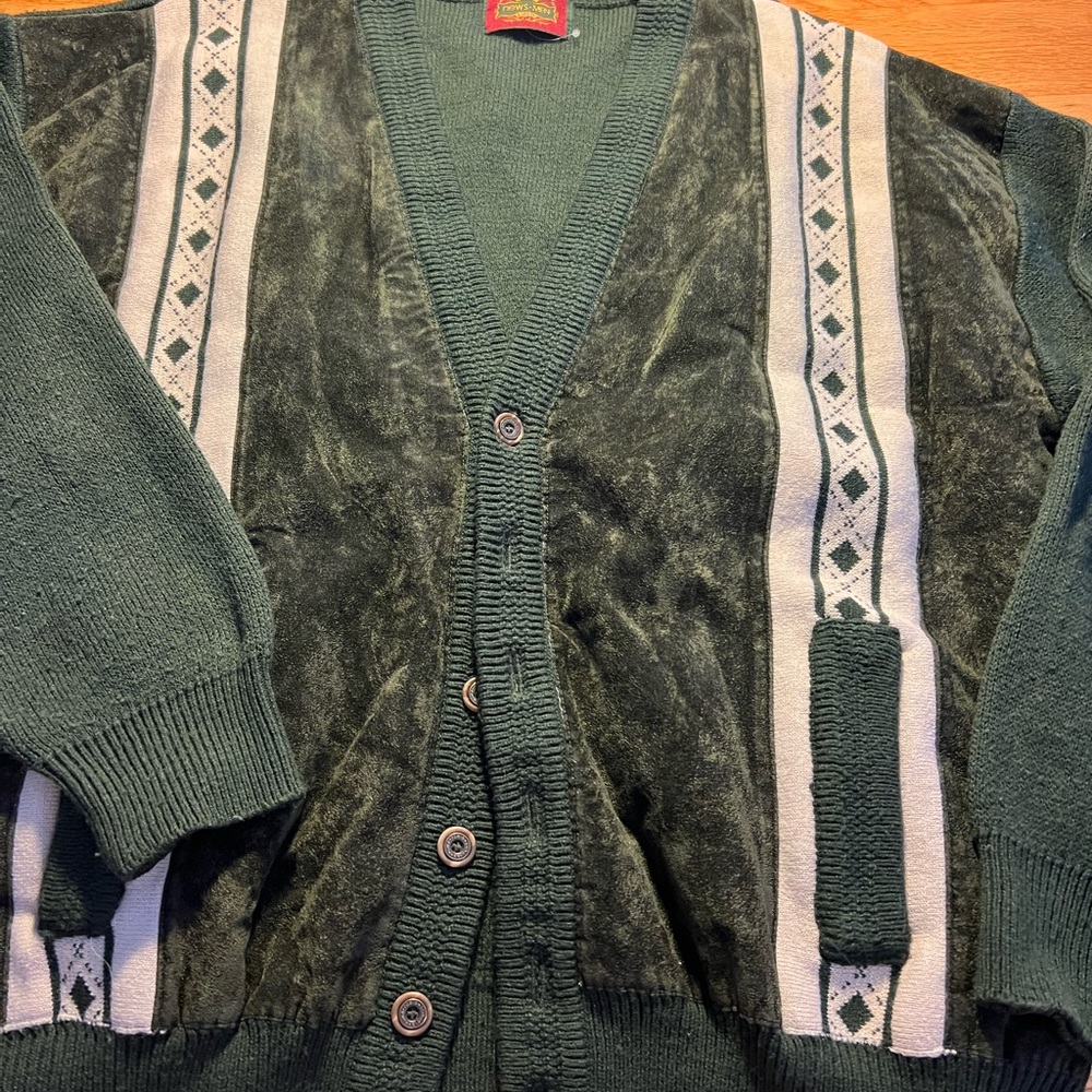 Men's Green Cardigan Sweater